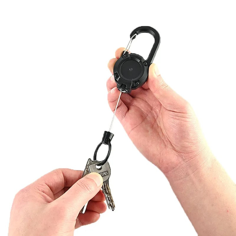 Retracting Hook-on Clip w/ Key Ring